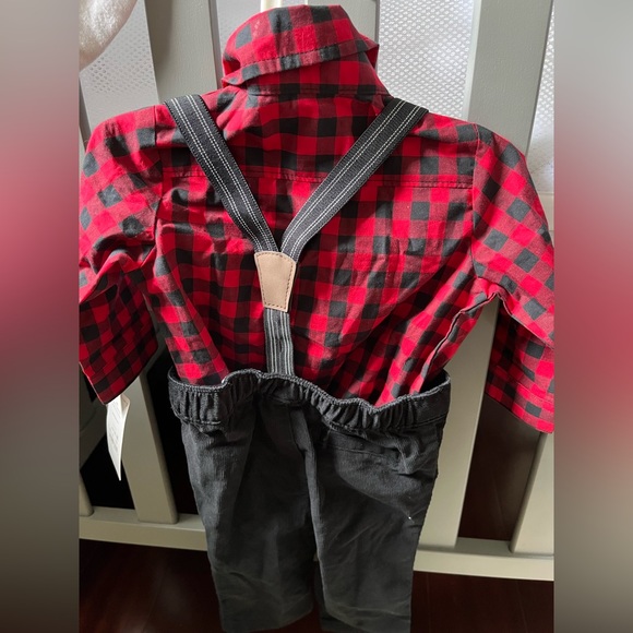 Preowned Carter’s Baby Boy Two Piece Plaid Overalls 6M - Picture 5 of 5